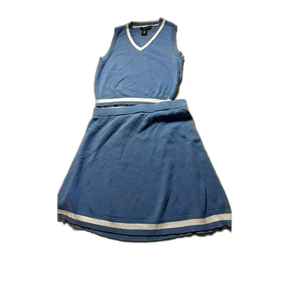 Sincerely, Jules Skirt Set Women Size M Blue Sweater Vest Two Piece #111
